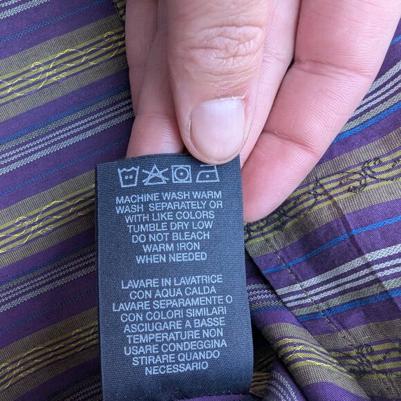 Robert Graham Button-Up Shirt Men's S Purple Striped Collar Long Sleeve - Picture 5 of 9